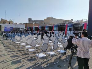 آئین رونمایی از ۱۰۸ دستگاه اتوبوس ناوگان حمل و نقل شهری در کرمانشاه